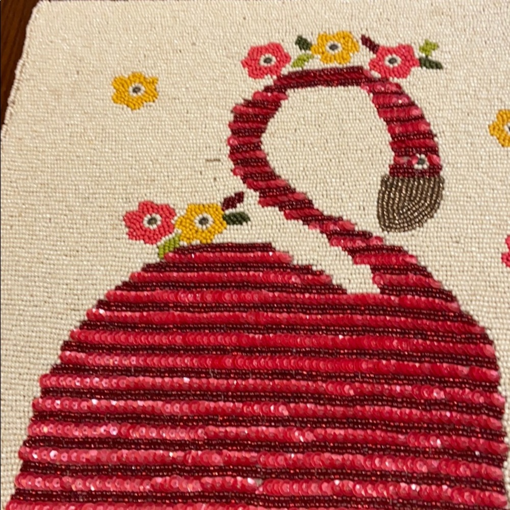 Sequined flamingo placement